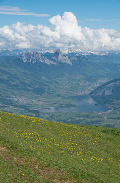 Lauerzersee, mythen, steinerberg, seewen sz and steinen as seen from mount rigi