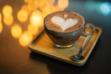 hot chocolate with heart shape in cup