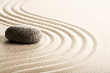 Crédence de cuisine en verre imprimé Pierres dans le sable Pierres zen dans le sable. Fond gris