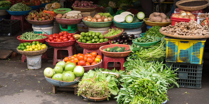 Vegetables for sale at market in Hoi An, Vietnam