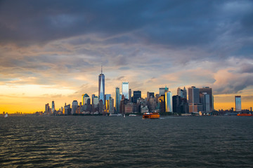 Naklejka premium New York City Manhattan downtown skyline