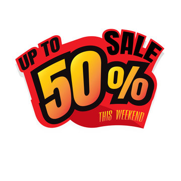 Sale off discount text 50%. vector. on white background. banner. marketing. Business
