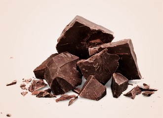 Broken chocolate bar on desk