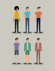 group of men with diferents styles characters
