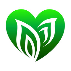 Love Nature Logo, Heart + Leaf Symbol