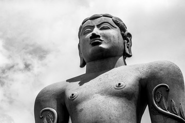 Lord Gommateshwara statue, a 17m high monolithic statue located on Vindyagiri Hill at...