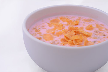 Bowl with cereals in yogurt