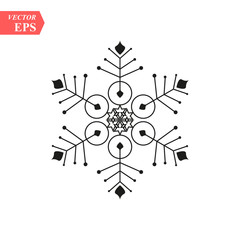 Fototapeta premium Snowflake icon. Flat vector illustration in black on white background. EPS 10