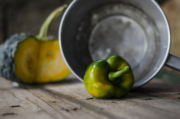 vegetables on wood background for healthy food 