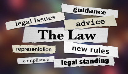 The Law Legal Headlines Advice Lawyer Attorney 3d Illustration - obrazy, fototapety, plakaty