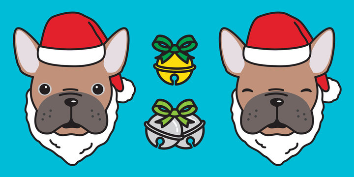 Dog  vector french bulldog Santa Claus icon logo new year illustration