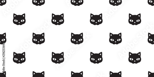 Cat Seamless Pattern Vector Halloween Black Kitten Face Calico Scarf Isolated Tile Background Repeat Wallpaper Cat Seamless Pattern Vector Halloween Black Kitten Face Calico Scarf Isolated Tile Background Repeat Wallpaper