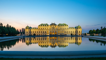 Night in Belvedere garden in Vienna, Austia. - obrazy, fototapety, plakaty