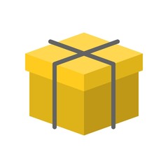 3d box with rope, flat design icon