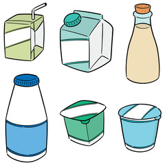 vector set of milk product