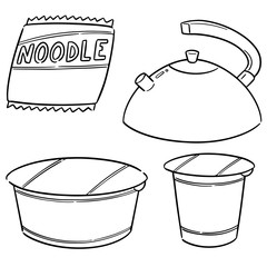 vector set of instant noodle and kettle