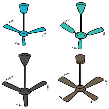 vector set of ceiling fan