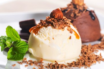 Vanilla and Chocolate Ice Cream Scoops