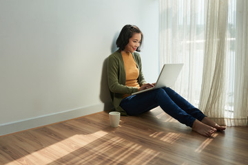 Young woman working on laptop