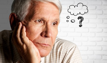 Seniors portrait of sad old caucasian man