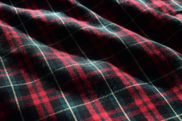 Scottish Tartan Fabric Material with Sunshine and Shadow highlighting Texture, Detail and Pattern