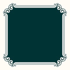 Decorative vector frame on the dark green background