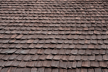 Vintage shingle roof top pattern on traditional house