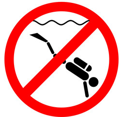 No scuba diving allowed, scuba diving forbidden sign