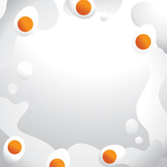 half boiled egg with abstract slipping white egg background