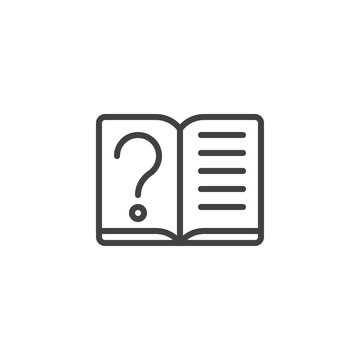 recommend clip art: Textbook with Question mark outline icon. linear style sign for mobile concept and web design. Questionnaire book simple line vector icon. Symbol, logo illustration. Pixel perfect vector graphics