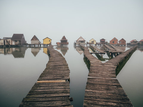 Wooden houses on the lake