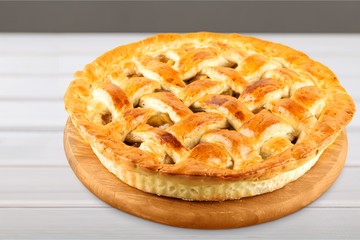 Freshly baked cake on desk