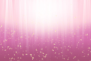 金色の紙ふぶきとピンク色の背景
