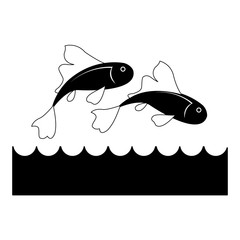 Fototapeta premium Fishes in the sea vector illustration graphic design