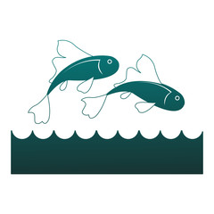 Fototapeta premium Fishes in the sea vector illustration graphic design