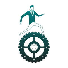 Businessman running on gear vector illustration graphic design