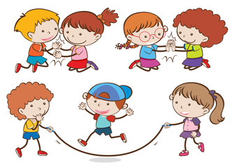 Fototapeta premium Set of children doing activites