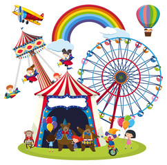 Fototapeta premium Children at a fun park scene