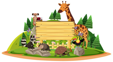 Wooden sign with wild animals