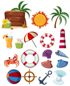 A set of summer beach elements