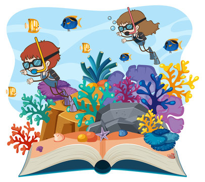 A diving open book