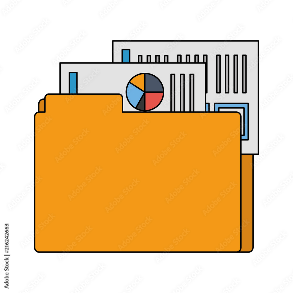 Poster office folder file documents financial data vector illustration