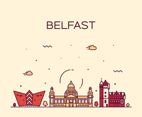 Belfast skyline, Northern Ireland. vector linear