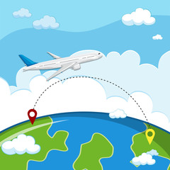 Naklejka premium An airplane flying to destination