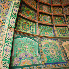 Tajikistan Ornament drawings in the interior of the central bazaar in Khujand