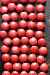 Red coated chocolate candy 