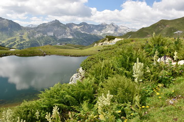 The Grunwaldsee in Obertauern near Hochalm and Seekarspitze. Austria