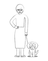 grandmother standing with her beagle dog