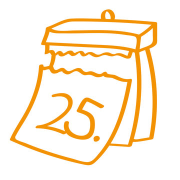 Handgezeichneter Kalender - Tag 25 in orange