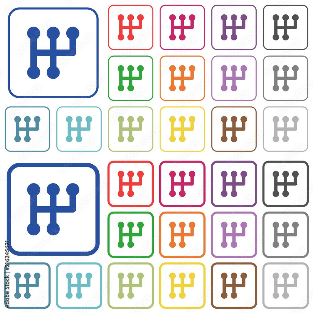 Poster manual shift outlined flat color icons